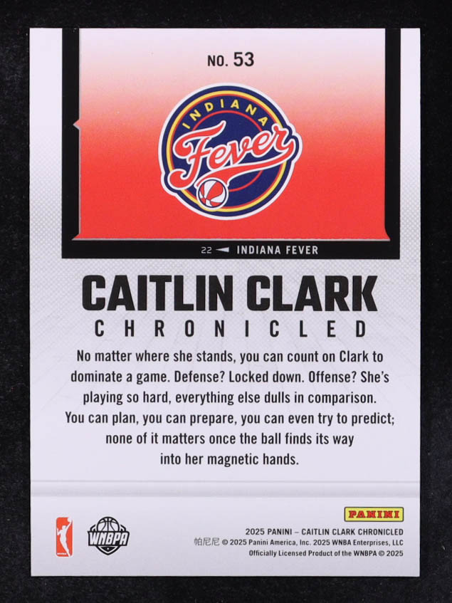 Caitlin Clark 2025 Panini Caitlin Clark Chronicled Red Holo #53 at PristineAuction.com Caitlin Clark 2025 Panini Caitlin Clark Chronicled Red Holo #53 at PristineAuction.com