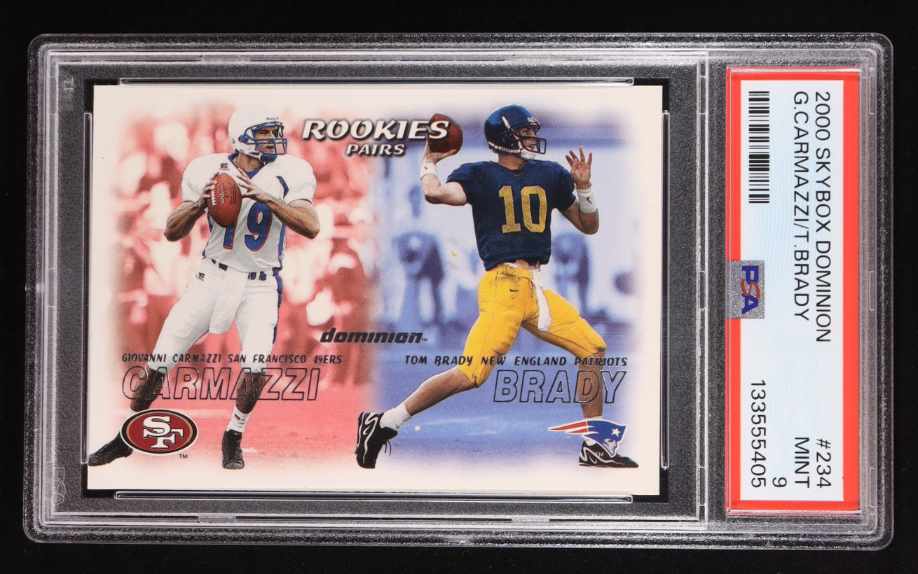 Tom Brady / Giovanni Carmazzi 2000 SkyBox Dominion #234 RC (PSA 9) at PristineAuction.com Tom Brady / Giovanni Carmazzi 2000 SkyBox Dominion #234 RC (PSA 9) at PristineAuction.com
