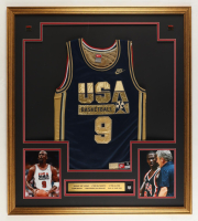Michael Jordan Authentic Nike 1992 USA Custom Framed Jersey Display with 1992 Olympic Pin at PristineAuction.com
