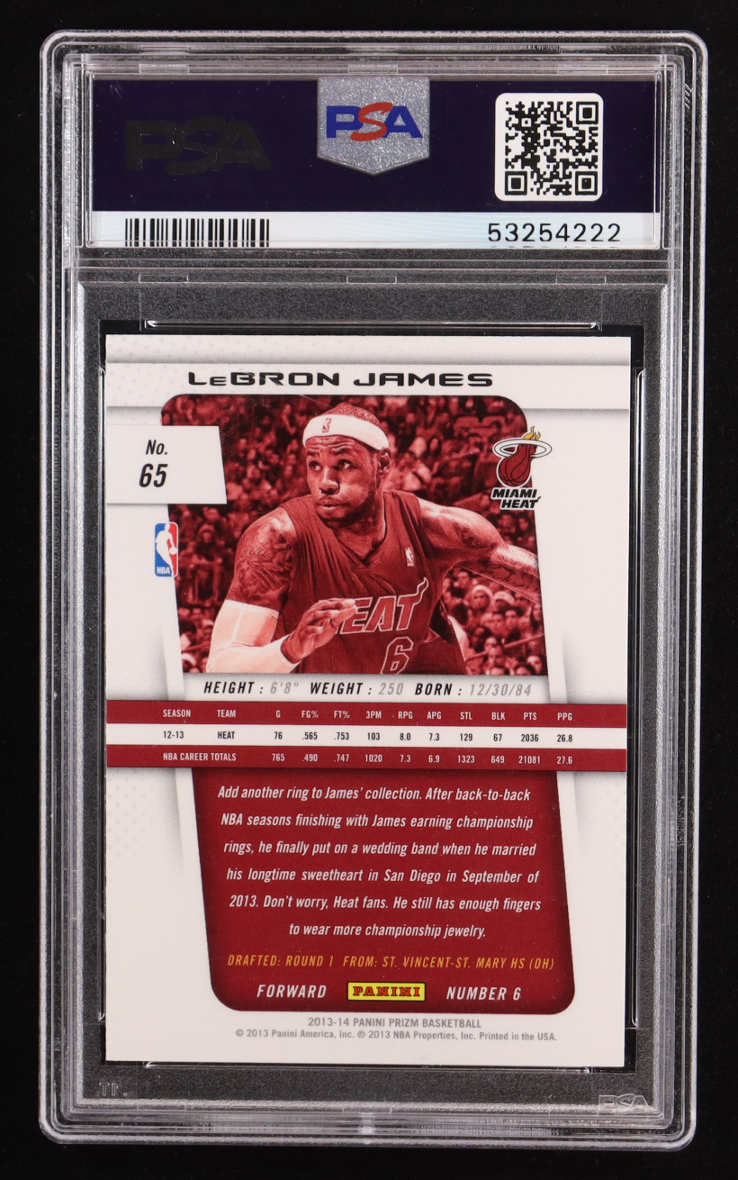LeBron James 2013-14 Panini Prizm #65 (PSA 10) at PristineAuction.com LeBron James 2013-14 Panini Prizm #65 (PSA 10) at PristineAuction.com