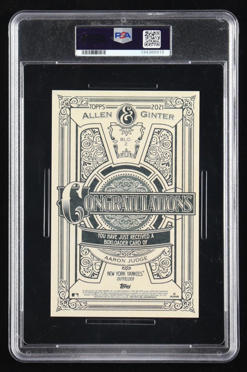 Aaron Judge 2021 Topps Allen & Ginter Boxloader Jumbo #BLC2 (PSA 9) at PristineAuction.com Aaron Judge 2021 Topps Allen & Ginter Boxloader Jumbo #BLC2 (PSA 9) at PristineAuction.com