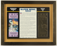 Super Bowl XXVI Commemorative Score Card with 23KT Gold Ticket Framed Display at PristineAuction.com
