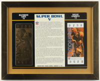 Super Bowl V Commemorative Score Card with 23KT Gold Ticket Framed Display at PristineAuction.com