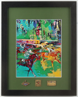 LeRoy Neiman "Kentucky Derby" Custom Framed Art Print Display with Set of (3) Triple Crown Race Pins at PristineAuction.com