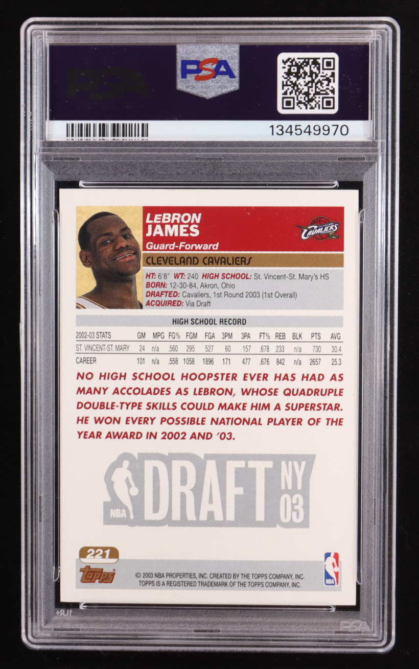 LeBron James 2003-04 Topps #221 RC (PSA 8) at PristineAuction.com LeBron James 2003-04 Topps #221 RC (PSA 8) at PristineAuction.com