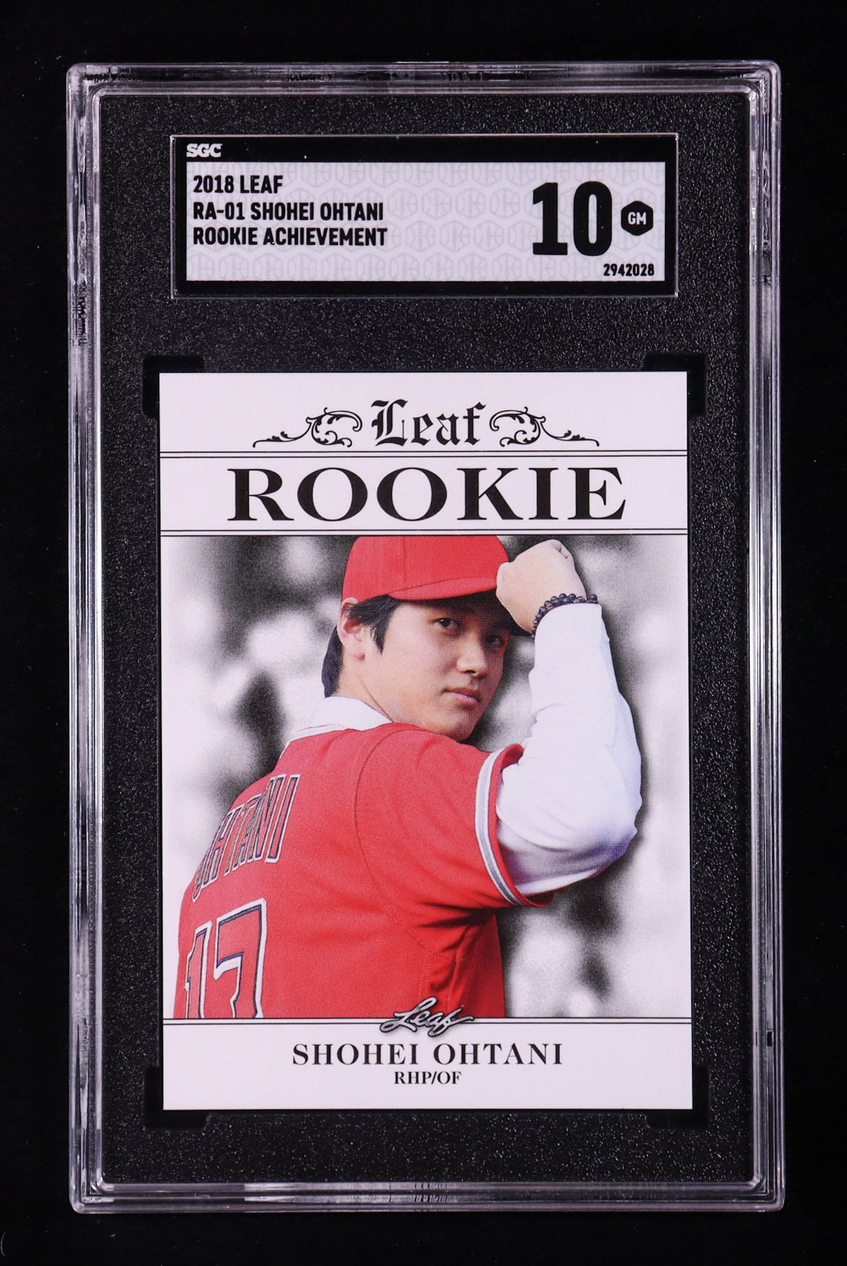 Shohei Ohtani 2018 Leaf Ohtani Rookie Achievement #RA01 RC (SGC 10) at PristineAuction.com Shohei Ohtani 2018 Leaf Ohtani Rookie Achievement #RA01 RC (SGC 10) at PristineAuction.com