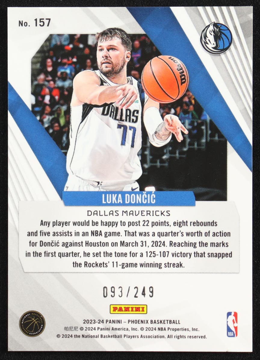 Luka Doncic 2023-24 Panini Phoenix Orange Ice #157 #093/249 at PristineAuction.com Luka Doncic 2023-24 Panini Phoenix Orange Ice #157 #093/249 at PristineAuction.com