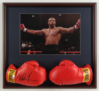 Mike Tyson Signed Custom Framed Set of (2) Everlast Boxing Gloves Display (Tyson) at PristineAuction.com