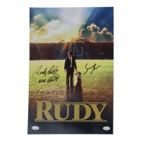 Rudy Ruettiger & Sean Astin Signed "Rudy" 11x17 Movie Poster Photo Inscribed "Never Quit" (2x JSA) at PristineAuction.com