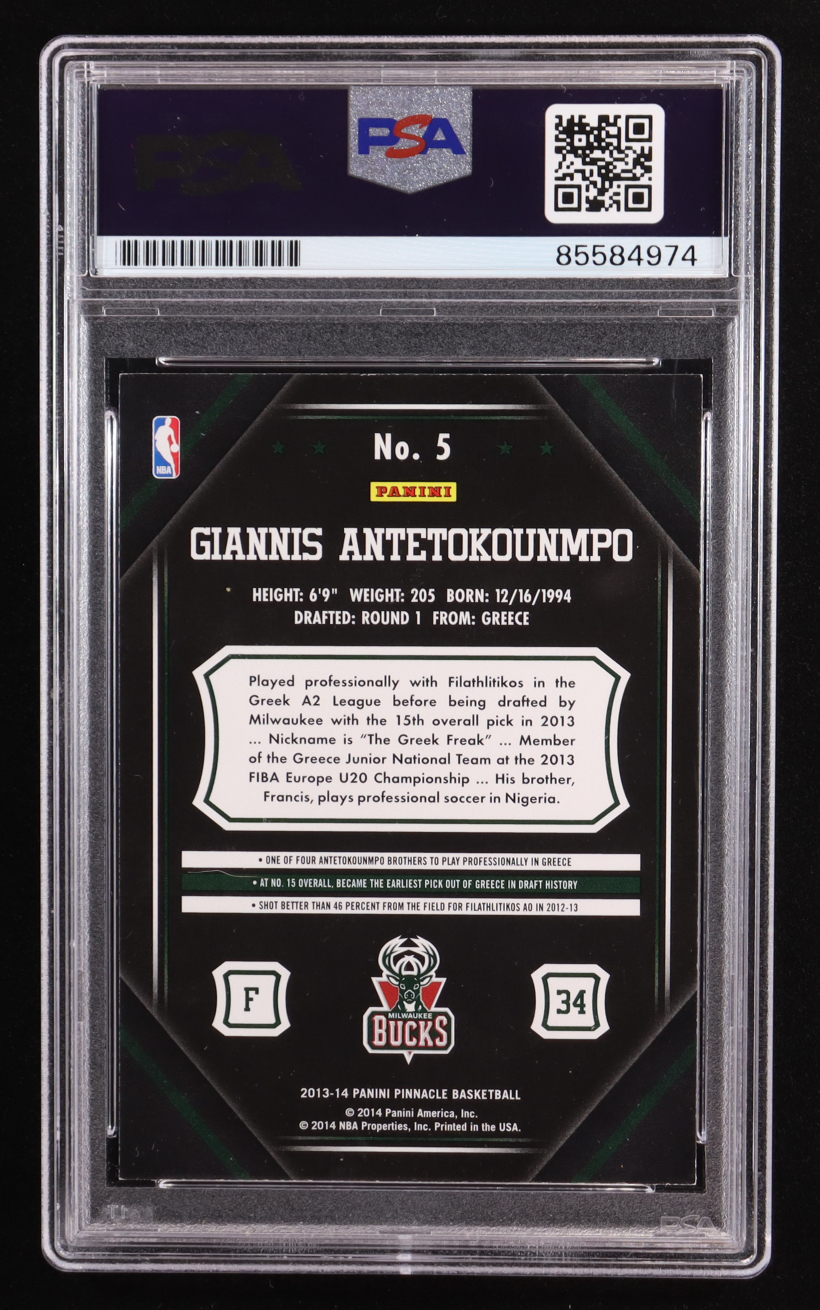 Giannis Antetokounmpo Signed 2013-14 Pinnacle #5 RC (PSA) at PristineAuction.com Giannis Antetokounmpo Signed 2013-14 Pinnacle #5 RC (PSA) at PristineAuction.com