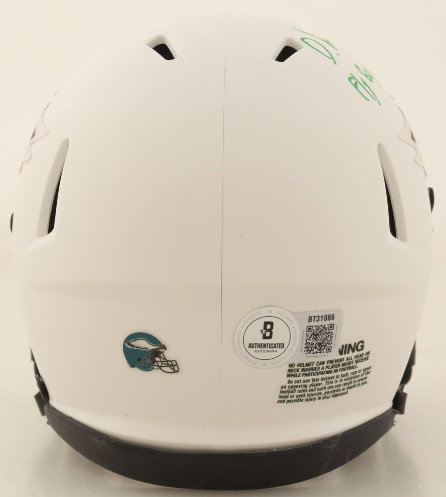 DeVonta Smith Signed Eagles Lunar Eclipse Alternate Speed Mini Helmet Inscribed "Fly Eagles Fly" (Beckett) at PristineAuction.com DeVonta Smith Signed Eagles Lunar Eclipse Alternate Speed Mini Helmet Inscribed "Fly Eagles Fly" (Beckett) at PristineAuction.com