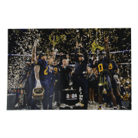 Jaylen Harrell, Mike Sainristil & Josh Wallace Signed Michigan Wolverines 11x17 Photo (Playball Ink) at PristineAuction.com