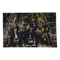 Jaylen Harrell, Mike Sainristil & Josh Wallace Signed Michigan Wolverines 11x17 Photo (Playball Ink) at PristineAuction.com