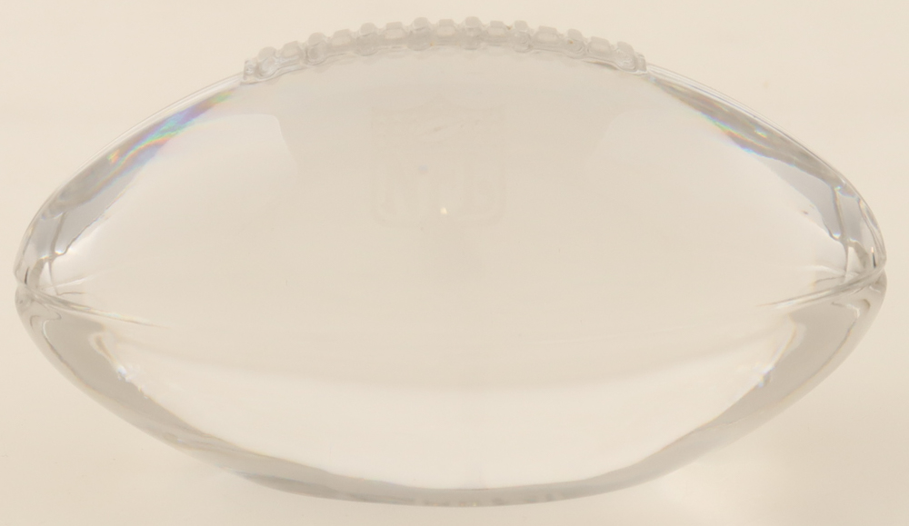 Tiffany & Co. Lead Crystal Football With Wood & Acrylic Display Case at PristineAuction.com Tiffany & Co. Lead Crystal Football With Wood & Acrylic Display Case at PristineAuction.com