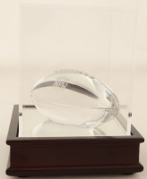 Tiffany & Co. Lead Crystal Football With Wood & Acrylic Display Case at PristineAuction.com