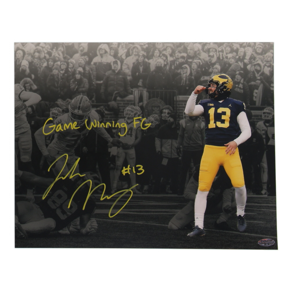 Jake Moody Signed Michigan Wolverines 11x14 Photo Inscribed "Game Winning FG" (Playball Ink) at PristineAuction.com