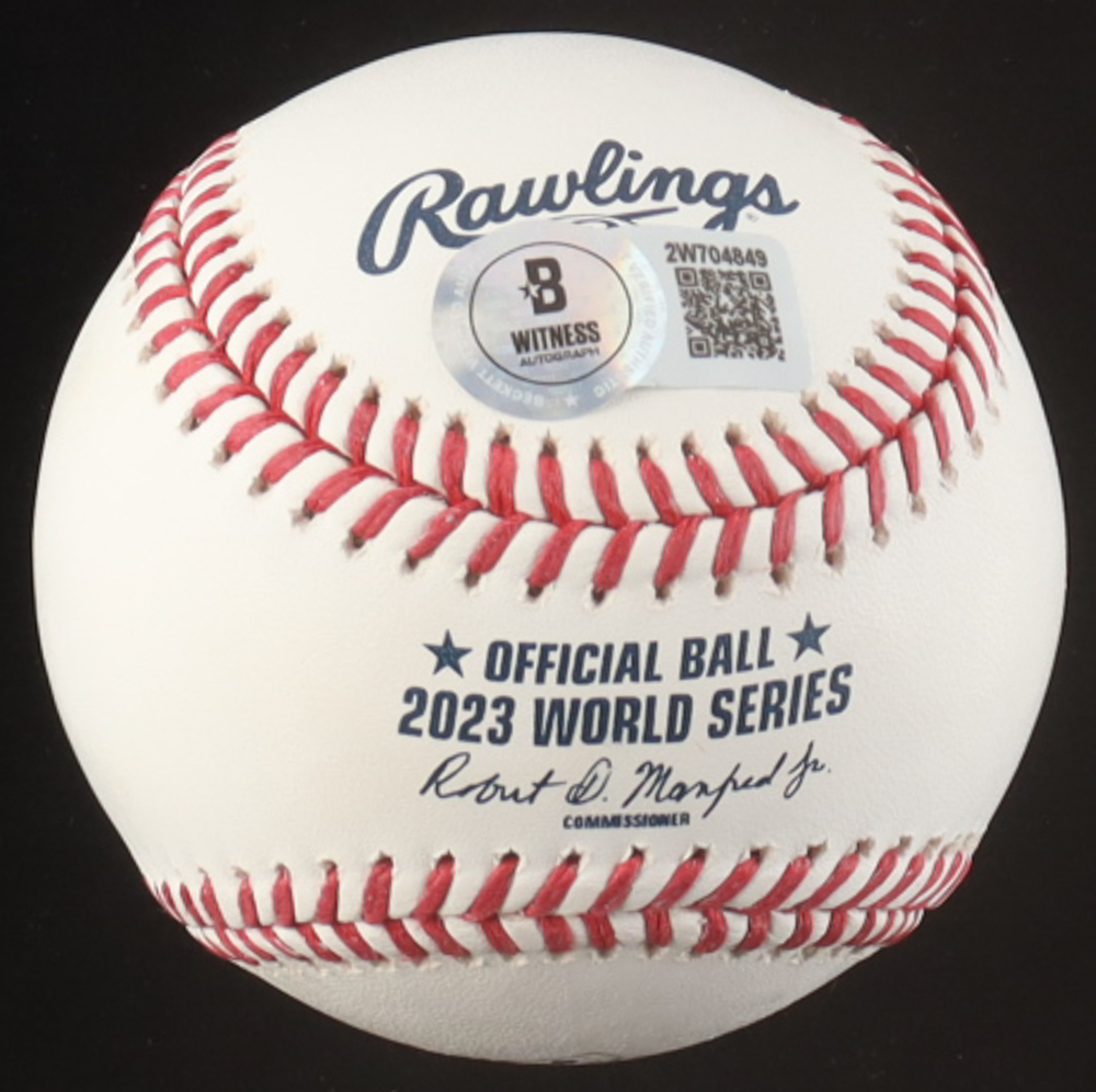 Evan Carter Signed 2023 World Series Baseball (Beckett) at PristineAuction.com Evan Carter Signed 2023 World Series Baseball (Beckett) at PristineAuction.com