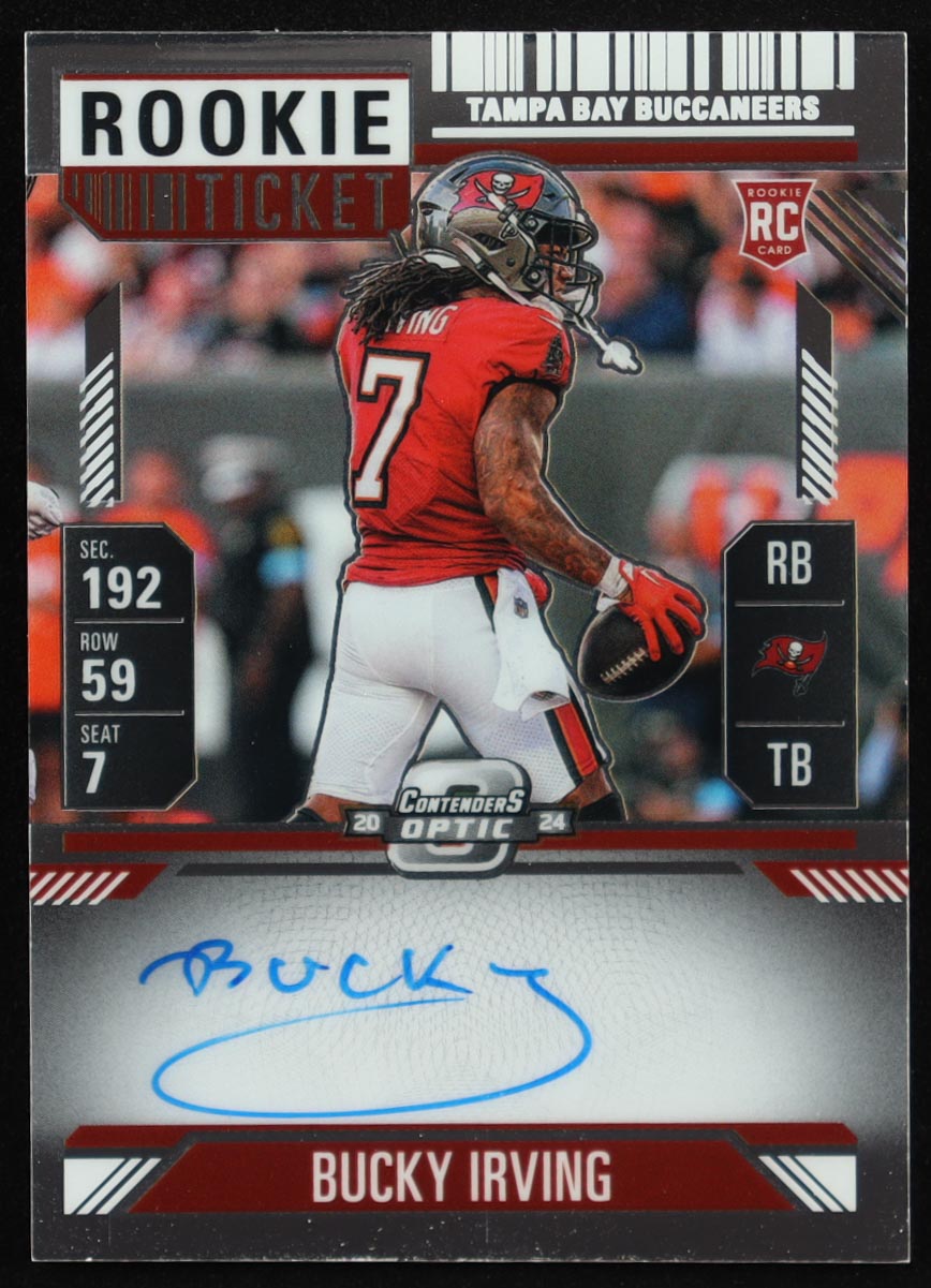Bucky Irving 2024 Panini Contenders Optic #122 RC at PristineAuction.com Bucky Irving 2024 Panini Contenders Optic #122 RC at PristineAuction.com
