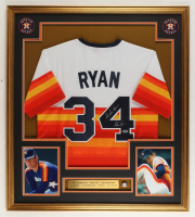 Nolan Ryan Signed Custom Framed Jersey Display Inscribed "The Ryan Express" with HOF Induction Pin (PSA) at PristineAuction.com