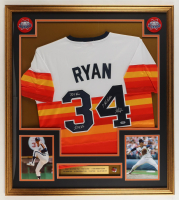 Nolan Ryan Signed Custom Framed Jersey Display Inscribed "324 Wins" & "5,714 K's" & "7 No-Hitters" with HOF Induction Pin (PSA) at PristineAuction.com