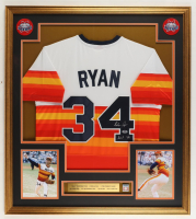 Nolan Ryan Signed Custom Framed Jersey Display Inscribed "H.O.F. '99" with HOF Induction Pin (PSA) at PristineAuction.com