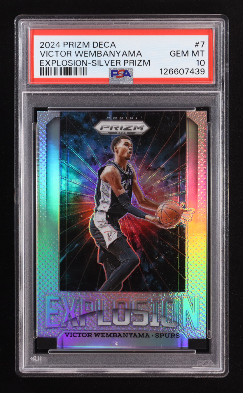 Victor Wembanyama 2024-25 Panini Prizm Explosion Silver #7 (PSA 10) at PristineAuction.com Victor Wembanyama 2024-25 Panini Prizm Explosion Silver #7 (PSA 10) at PristineAuction.com