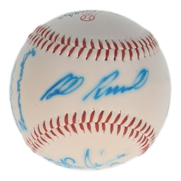 Los Angeles Dodgers Greats | Dodgers Logo Baseball Signed By (7) with Dusty Baker, Pedro Guerrero, Lou Johnson (JSA) at PristineAuction.com Los Angeles Dodgers Greats | Dodgers Logo Baseball Signed By (7) with Dusty Baker, Pedro Guerrero, Lou Johnson (JSA) at PristineAuction.com