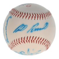 Los Angeles Dodgers Greats | Dodgers Logo Baseball Signed By (7) with Dusty Baker, Pedro Guerrero, Lou Johnson (JSA) at PristineAuction.com