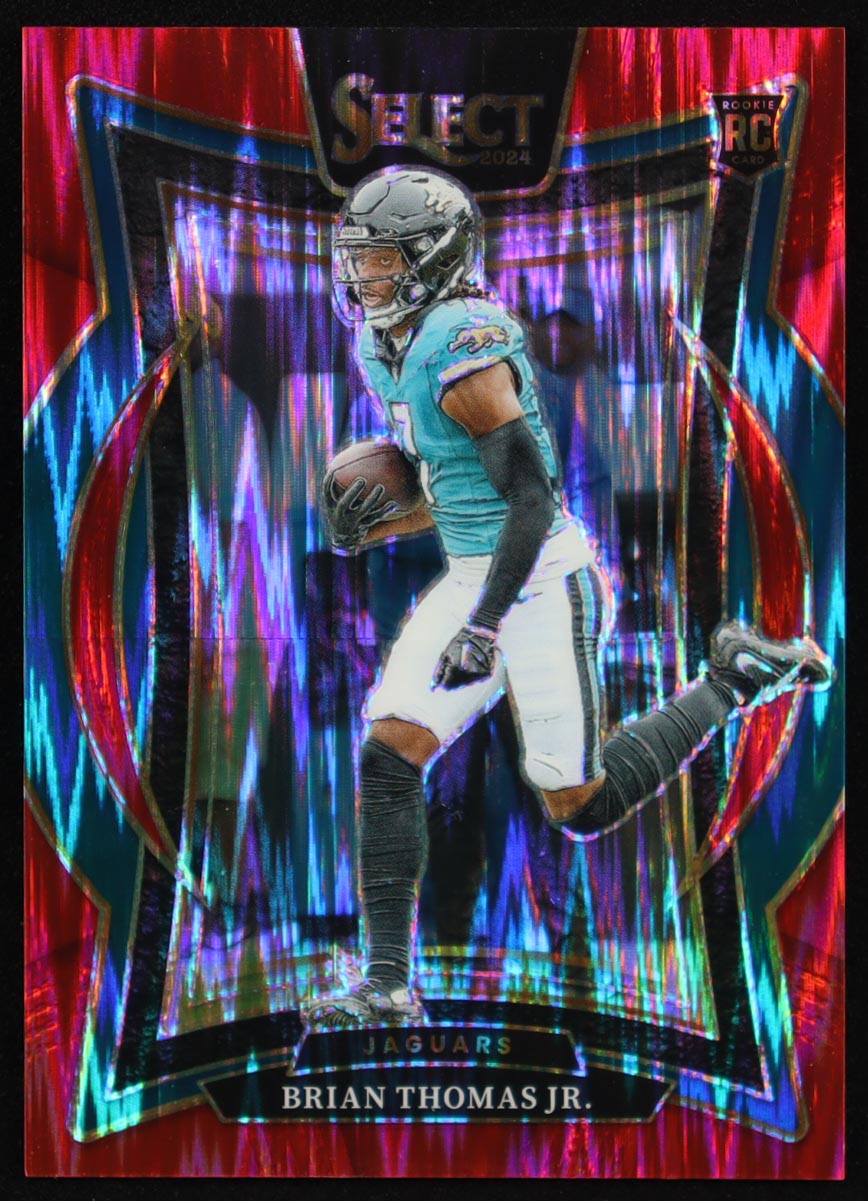 Brian Thomas Jr. 2024 Select Prizm Red Shock #91 #111/249 RC at PristineAuction.com Brian Thomas Jr. 2024 Select Prizm Red Shock #91 #111/249 RC at PristineAuction.com