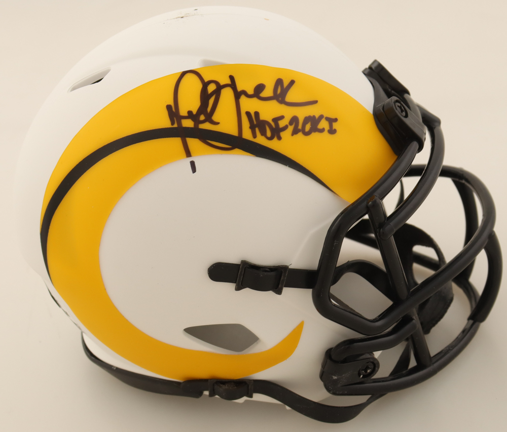 Marshall Faulk Signed Rams Lunar Eclipse Alternate Speed Mini Helmet Inscribed "HOF 20XI" (Beckett) at PristineAuction.com Marshall Faulk Signed Rams Lunar Eclipse Alternate Speed Mini Helmet Inscribed "HOF 20XI" (Beckett) at PristineAuction.com