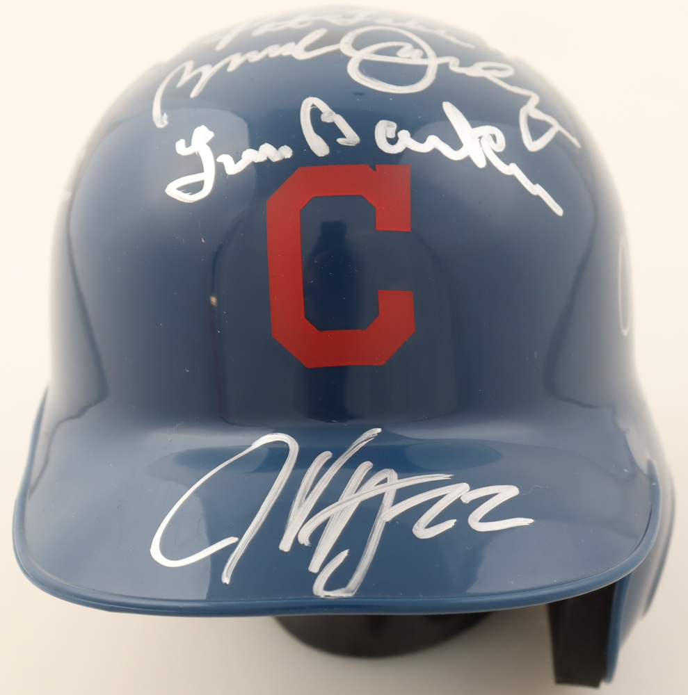 Indians Legends Mini Helmet Signed By (6) With Jason Kipnis, Greg Swindell, Otis Nixon, Pat Tabler (JSA) at PristineAuction.com Indians Legends Mini Helmet Signed By (6) With Jason Kipnis, Greg Swindell, Otis Nixon, Pat Tabler (JSA) at PristineAuction.com