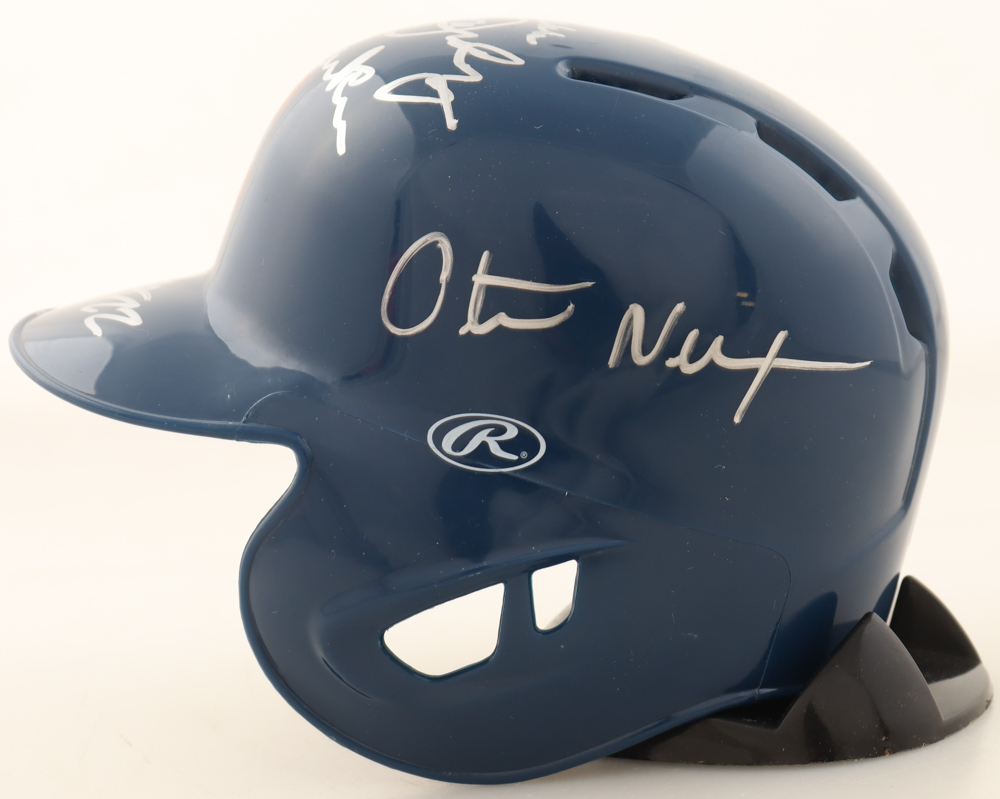 Indians Legends Mini Helmet Signed By (6) With Jason Kipnis, Greg Swindell, Otis Nixon, Pat Tabler (JSA) at PristineAuction.com Indians Legends Mini Helmet Signed By (6) With Jason Kipnis, Greg Swindell, Otis Nixon, Pat Tabler (JSA) at PristineAuction.com