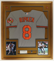 Cal Ripken Jr. Signed Custom Framed Cut Display with Jersey & Hall of Fame Induction Pin (PSA) at PristineAuction.com