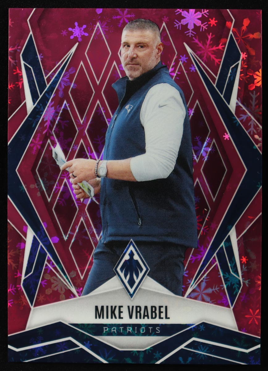Mike Vrabel 2025 Panini Phoenix Pink Winter #37 #068/299 at PristineAuction.com Mike Vrabel 2025 Panini Phoenix Pink Winter #37 #068/299 at PristineAuction.com