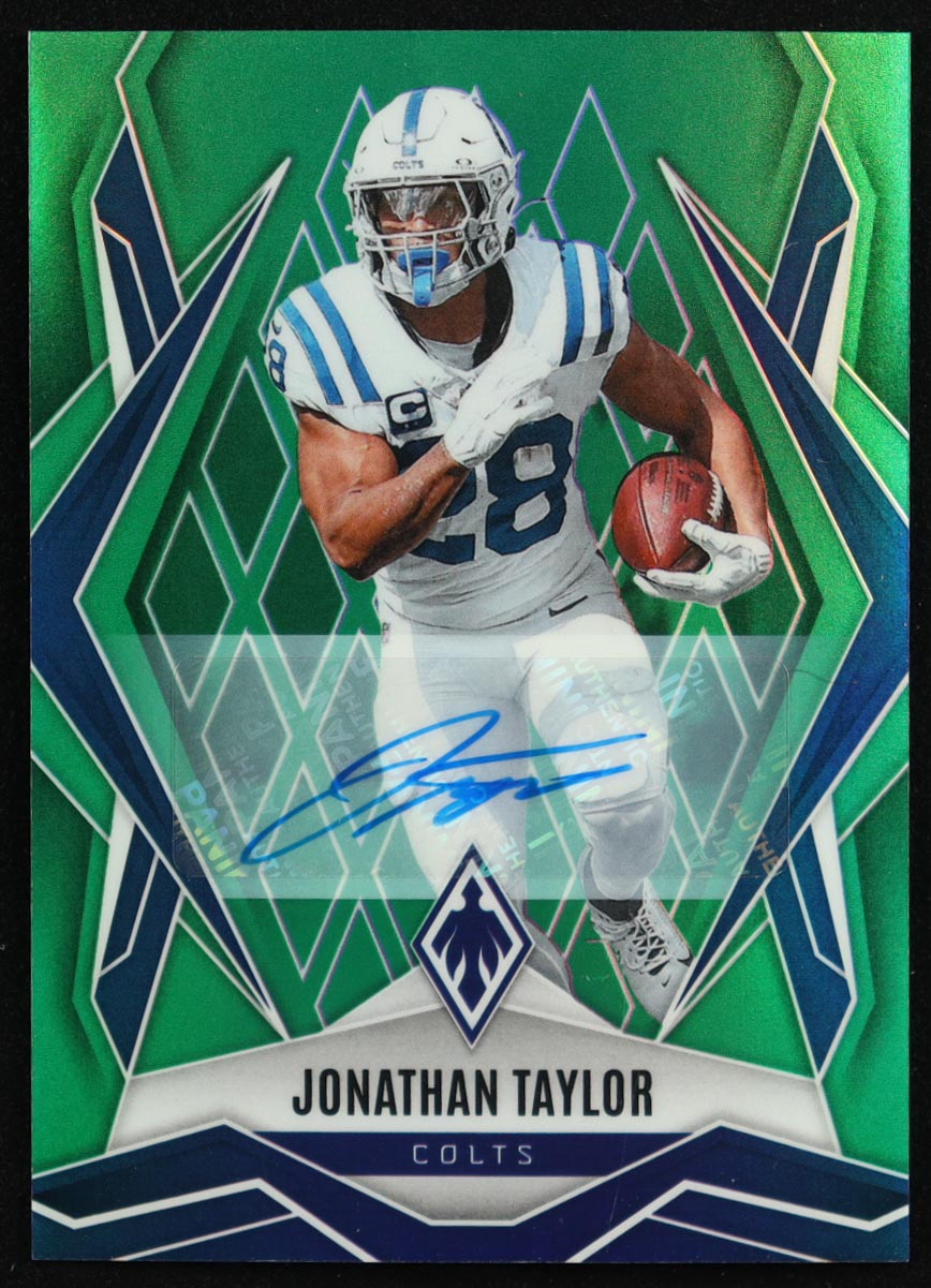 Jonathan Taylor 2025 Panini Phoenix Autographs Green #145 #18/25 at PristineAuction.com Jonathan Taylor 2025 Panini Phoenix Autographs Green #145 #18/25 at PristineAuction.com