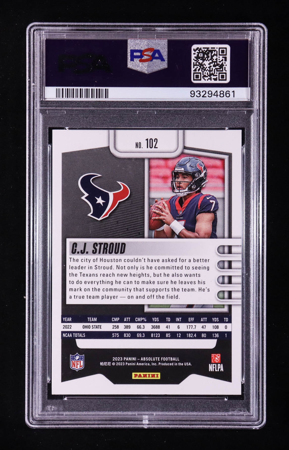 C.J. Stroud 2023 Absolute Green #102 RC (PSA 10) at PristineAuction.com C.J. Stroud 2023 Absolute Green #102 RC (PSA 10) at PristineAuction.com