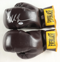 Mike Tyson Signed Set Of (2) Everlast Vintage Brown Leather Boxing Gloves with Original Box (Tyson & PSA) at PristineAuction.com