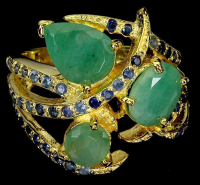4.60 Carats Natural Emerald & Sapphire Ring | $2,500 Estimated Retail Value (UGL Cert) at PristineAuction.com