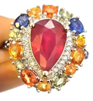 6.78 Carats Natural Ruby & Multi-Colored Sapphire Ring | $2,800 Estimated Retail Value (UGL Cert) at PristineAuction.com
