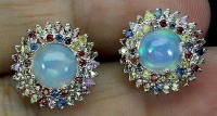 4.00 Carats Natural Opal & Multi-Colored Sapphire Earrings | $1,800 Estimated Retail Value (UGL Cert) at PristineAuction.com