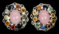 6.50 Carats Natural Pink Opal & Multi-Colored Sapphire Earrings | $2,300 Estimated Retail Value (UGL Cert) at PristineAuction.com