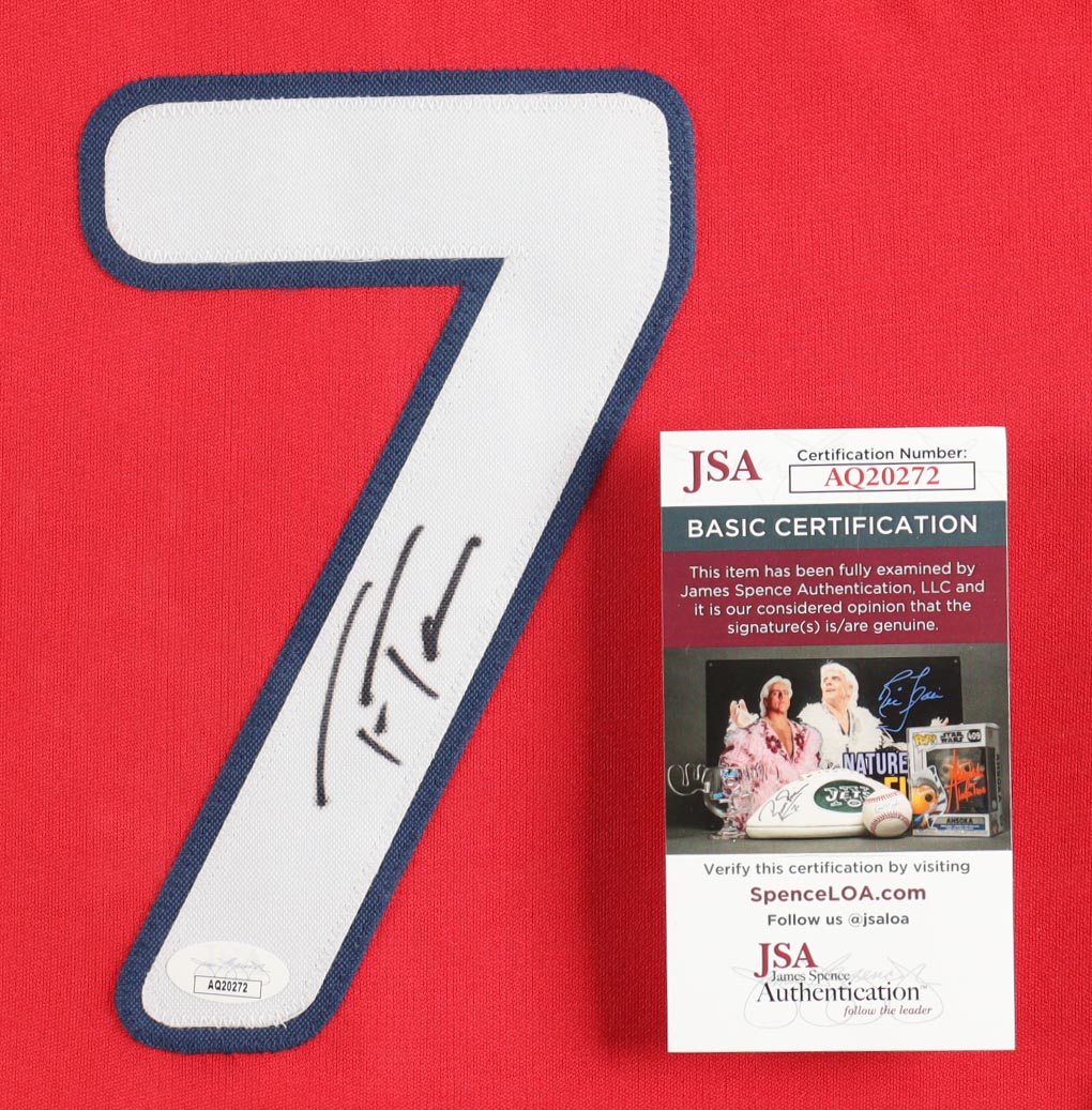 Trea Turner Signed Custom Framed Jersey Display (JSA) at PristineAuction.com Trea Turner Signed Custom Framed Jersey Display (JSA) at PristineAuction.com
