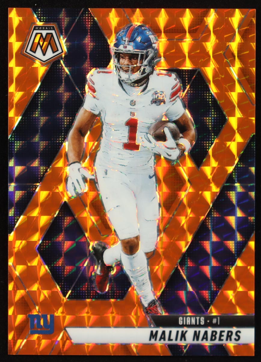 Malik Nabers 2025 Panini Mosaic Mosaic Orange #100 #002/199 at PristineAuction.com Malik Nabers 2025 Panini Mosaic Mosaic Orange #100 #002/199 at PristineAuction.com