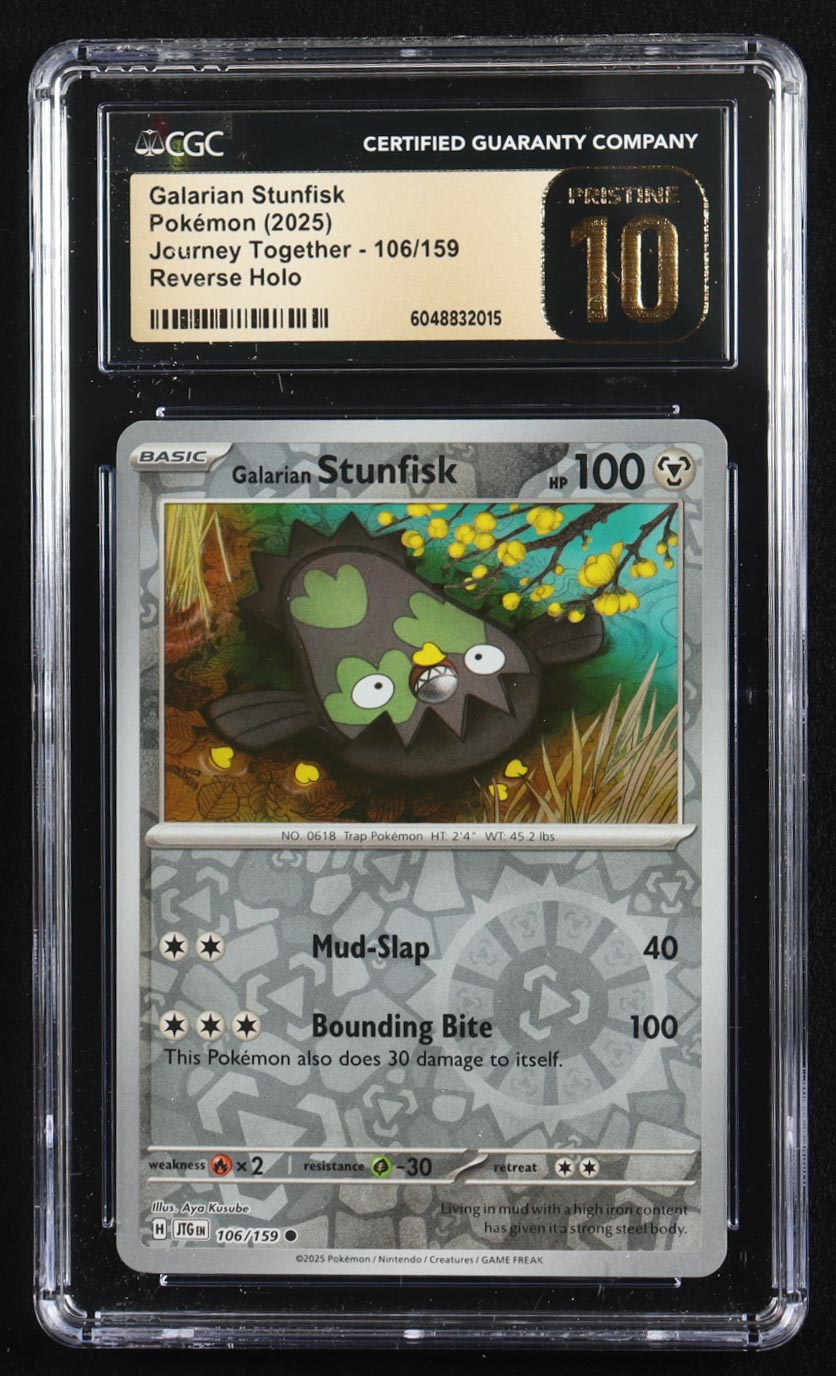 Stunfisk 2025 Pokemon Journey Together #106 (CGC Pristine 10) at PristineAuction.com Stunfisk 2025 Pokemon Journey Together #106 (CGC Pristine 10) at PristineAuction.com