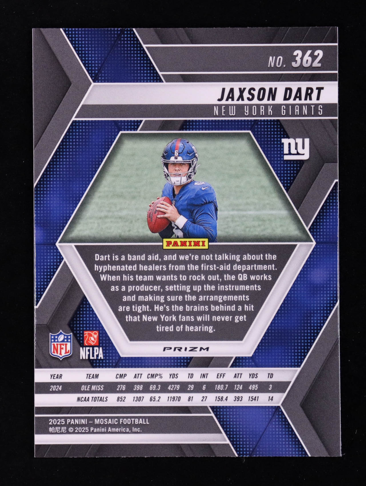 Jaxson Dart 2025 Panini Mosaic Mosaic Reactive Yellow #362 RC at PristineAuction.com Jaxson Dart 2025 Panini Mosaic Mosaic Reactive Yellow #362 RC at PristineAuction.com
