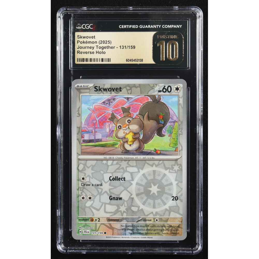 Skwovet 2025 Pokemon Journey Together #131 (CGC Pristine 10) at PristineAuction.com