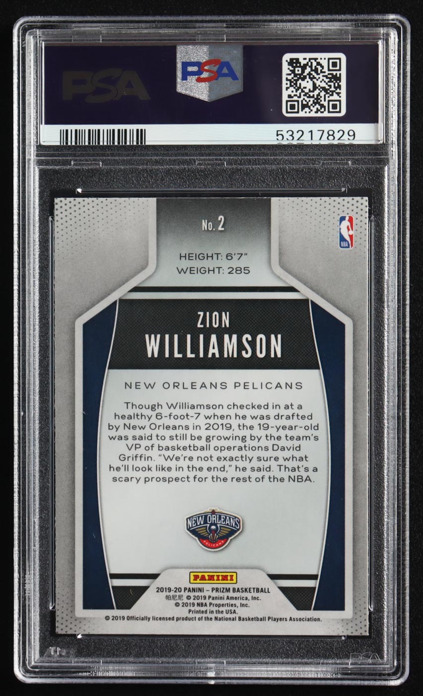Zion Williamson 2019-20 Panini Prizm Instant Impact #2 RC (PSA 10) at PristineAuction.com Zion Williamson 2019-20 Panini Prizm Instant Impact #2 RC (PSA 10) at PristineAuction.com