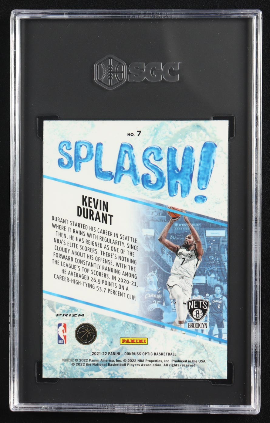 Kevin Durant 2021-22 Donruss Optic Splash! Purple #7 (SGC 10) at PristineAuction.com Kevin Durant 2021-22 Donruss Optic Splash! Purple #7 (SGC 10) at PristineAuction.com