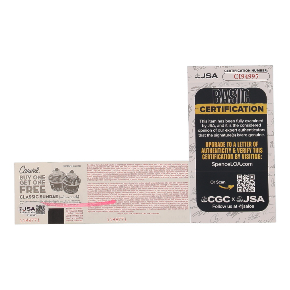 Evan Longoria Signed 2013 Rays Game Ticket (JSA) at PristineAuction.com Evan Longoria Signed 2013 Rays Game Ticket (JSA) at PristineAuction.com