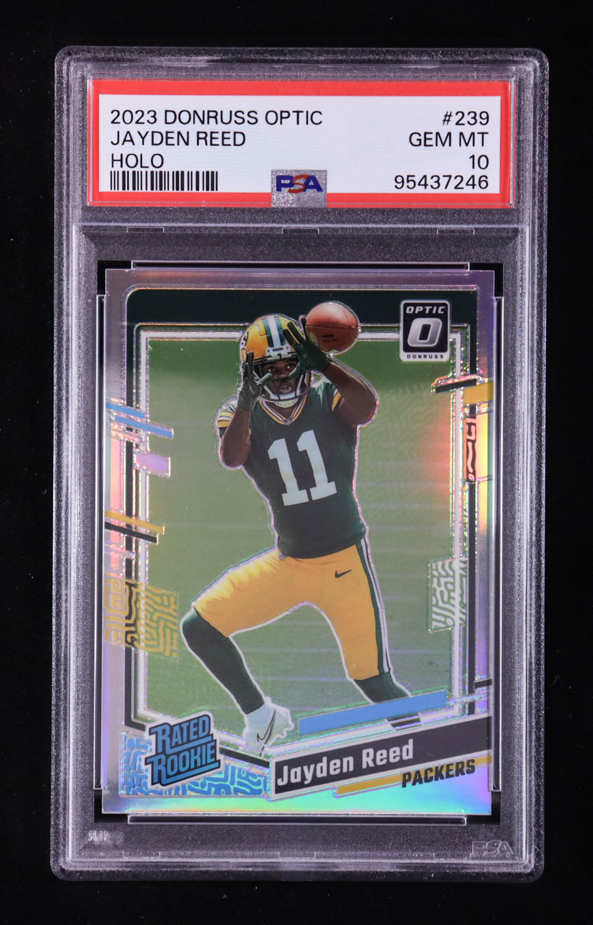 Jayden Reed 2023 Donruss Optic Holo #239 RR RC (PSA 10) at PristineAuction.com Jayden Reed 2023 Donruss Optic Holo #239 RR RC (PSA 10) at PristineAuction.com